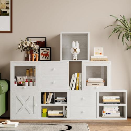 FUSUNBAO Magic DIY Cube Storage Organizer Stackable Cubes for Home Books Clothes Toy -Modular Cubby Storage System-Office Cubical-Bookcase Closet (Pure White-Washed, 1 Layer Cube)