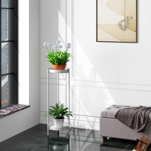 Plant Stand,2 Tier Metal Flower Plants Holder with 2 Removable Display for Indoor or Outdoor,Pot Plant Planter Display(30 X 10in,White)