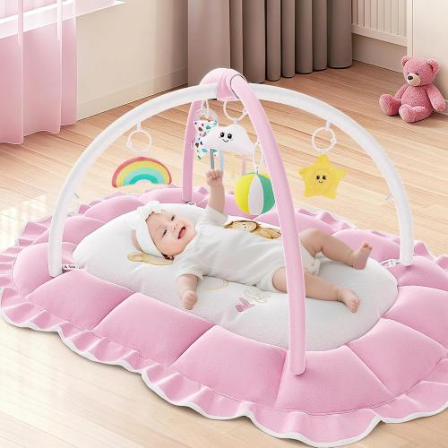 OCATO Baby Play Mat Tummy Time Mat Play Gym Activity Center Baby Girl Gifts | Baby Play Gym from Baby to Toddler Skills Development Baby Essentials Baby Shower Gifts Boy Girl for Babies