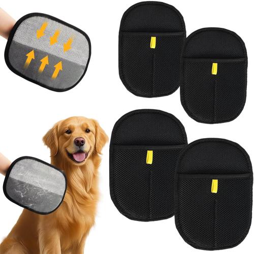 4 Pcs Pet Hair Removal Glove, Double Sided Pet Hair Remover Brushing Gloves, Reusable Pet Hair Cleaning Gloves For Pet Owners,Clothing Cleaning, Home, Car Interiors