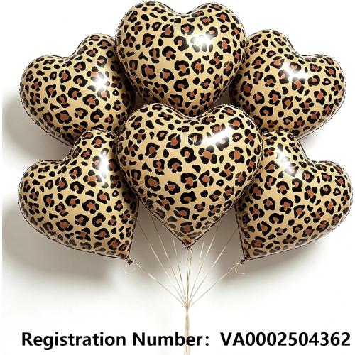 12 Pcs Leopard Print Heart Balloons 18 Inch cheetah Heart Shaped Foil Balloons for Valentine's Day Wedding Bridal Shower Engagement Birthday Party Camo Animal Jungle Party Supplies
