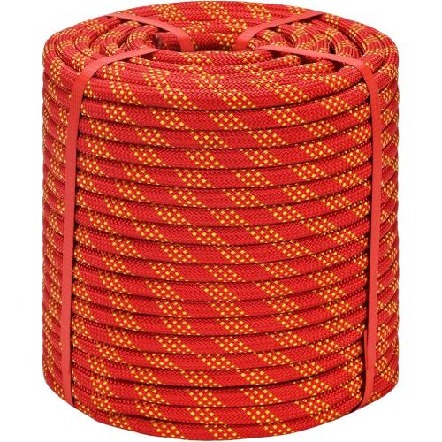 Size 1/2 x 250 FT Color Red Arborist Rigging Rope - Red 1/2 in x 250 Ft Static Bull Rope for Climbing Tree Felling Pulling Various Outdoor Applications Construction Swing Sailing