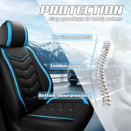 Car Seat Covers Fit for Ford F-150/F-250/F-350 2009-2026, Stylish Sport Seat Cover, Waterproof Wear-Resistant Premium Car Seat Cover，Ford F-150 Seat Covers. (2 Pcs Front/Black Blue)