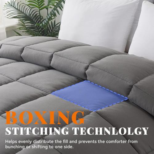 Comforter (Dark Grey, Full) - All Season Soft Quilted Full Size Bed