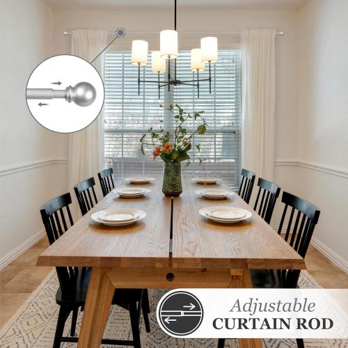 Kenney KN71609 Chelsea Ball End Standard Decorative Window Curtain Rod, 48-86 Adjustable Length, Brushed Nickel Finish, 5/8 Diameter Steel Tube