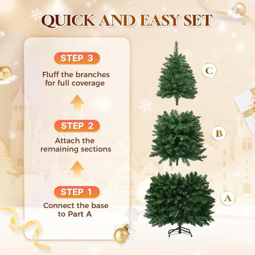 HOLLO STAR 6 ft Prelit Christmas Tree with 247 LED Lights, App Control, Artificial Pencil Christmas Tree with Multi-Color RGBW Lights, 715 Branch Tips, Skinny Xmas Tree, Metal Base, for Home, Party