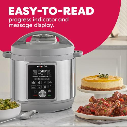 Instant Pot, 6-Quart Whisper Quiet 9-in-1 Electric Pressure Cooker, Slow Rice Steamer, Sauté, Yogurt Maker, Warmer & Sterilizer, Free App with 800  Recipes, Stainless Steel