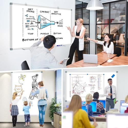 Large Magnetic Dry Erase Whiteboard, 60X40 White Board for Wall with Long Pen Tray, Dry Erase White Board for Home Office Classroom