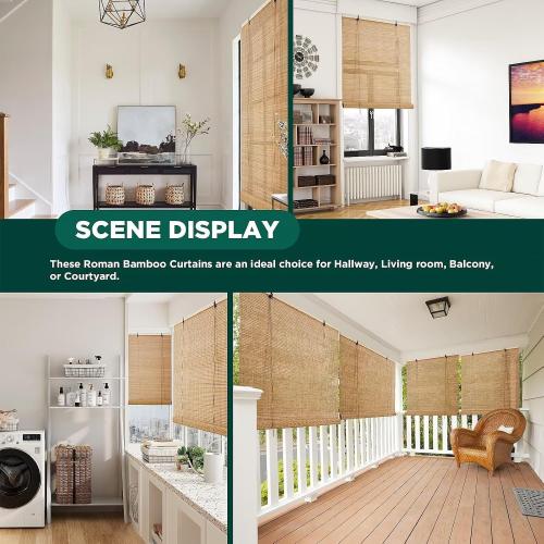 Bamboo Blinds for Interior Windows, Easy to Install Bamboo Shades for Indoor Windows, Custom Roller Shades for Indoor Window and Outdoor Patio, 23 W x 48 H