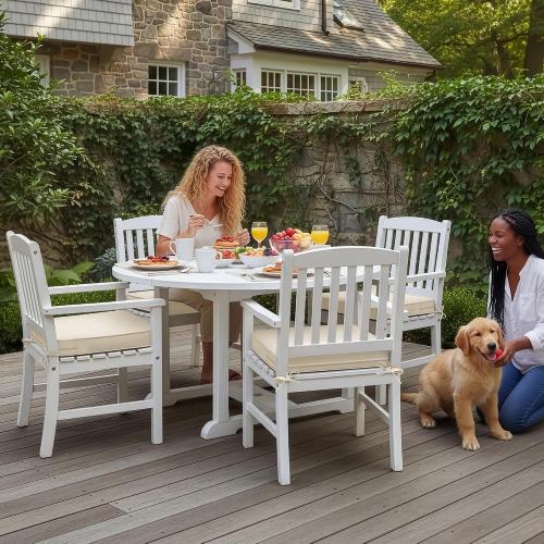 Outdoor Chair Cushions Set of 4: Waterproof & Fade Resistant Seat Cushion for Patio Furniture - 18.5 x 16 x 2 Inch Chair Pads with Ties and Hidden Zipper - Patio Chair Cushion Replacement, Cream 4 pc .