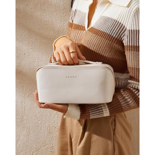 EACHY Travel Makeup Bag,Large Capacity Cosmetic Bags for Women,Waterproof Portable Pouch Open Flat Toiletry Bag Pattern Makeup Bag