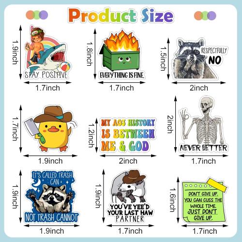 Set of 400 Pcs Funny Stickers for Adults Waterproof Funny Meme Stickers Pack for Laptop, Water Bottles, Bumper, Phone, Hard Hats, Wall, Window Decals Decors, 50 Styles(Funny Style)