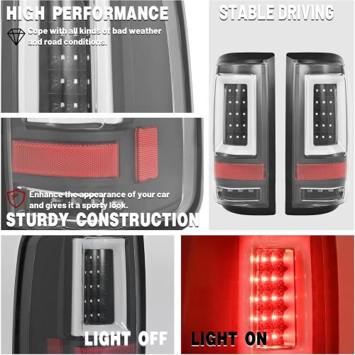 HECASA LED Tail Lights Compatible with 2004-2008 Ford F150 w/3D LED Tube Bar Replacement for 5L3Z13405CA 5L3Z13404CA 6L3Z13405AA 6L3Z13404AA Rear Brake Lamps Clear Lens Black Housing