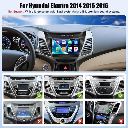 2 32G Android Car Stereo for Hyundai Elantra 2014 2015 2016 with Carplay Android Auto Mirror Link Change Wallpaper Theme 9 inch Touchscreen Radio FM RDS HiFi Bluetooth WiFi GPS  AHD Camera & MIC