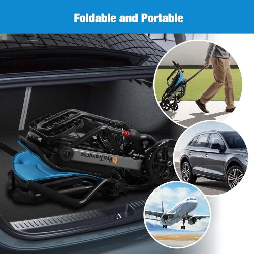 Wheelchairs for Adults,Transport Wheelchair Lightweight Foldable with Removable Cushion,Transport Chair,Ergonomic Travel Wheelchair with Telescopic Handle,Gifts for Grandpa,Blue