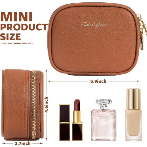 Mini Makeup Bag with Led Mirror, Small Travel Make up Bag 3 Light Modes Adjustable Brightness, for Women Organizer Cosmetic Bag, Portable Travel Train Toiletry Bag, for Pool Parties Work Touch-Ups