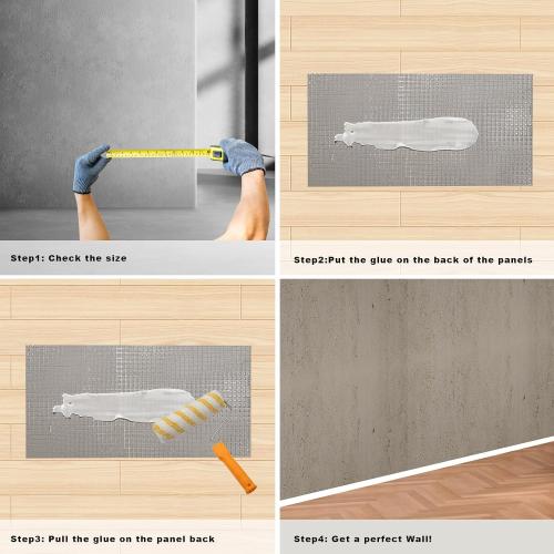 3D Wall Panels - 4PCS 47.2x23.6 Faux Stone Wall Covering - MCM Modified Clay Material for Home Art, Accent Brick, Modern Exterior/Interior Decoration, Covering 31 sq.ft TV
