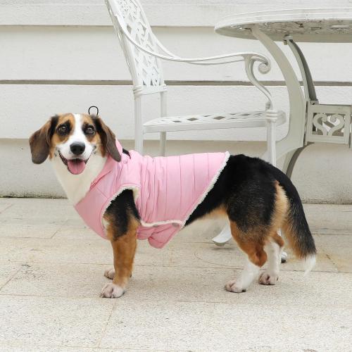 Fleece Lining Dog Hoodie with Harness Built in,Extra Warm Small Dog Jacket in Winter Puppy Coats with Drawstring Hooded,Light Pink XS