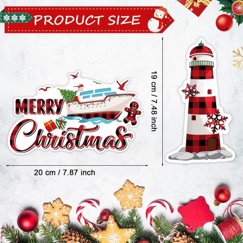 Capoda 16 Pcs Christmas Cruise Door Magnets Merry Christmas Magnets Decorations Winter Holidays Magnetic Stickers for Car Ship Xmas Holiday Refrigerator Metal Door Garage Car Decor(Buffalo Plaid)