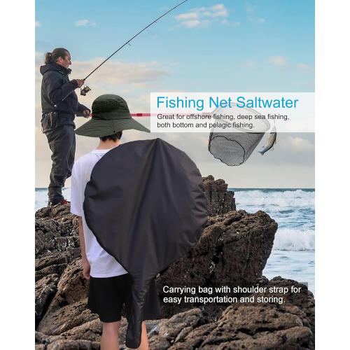 Large Rubber Fishing Net Heavy Duty Extra Large Aluminum Landing Net for Saltwater Fish Net Telescoping Handle