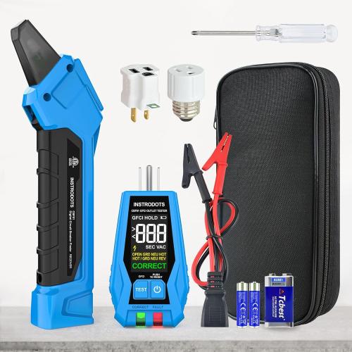 Circuit Breaker Finder Tool with Accessories, 90-135V AC Digital Breaker Finder with Integrated GFCI Outlet Tester, Circuit Tracer with Buzzer Alarm & Color Display, Includes Carrying Case