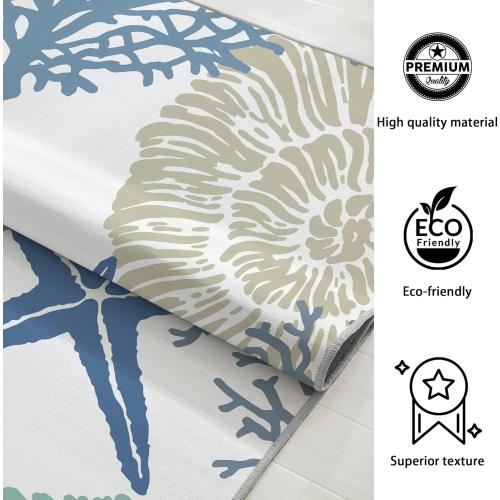 Tritard Coastal Area Rugs Nautical Beach Themed Non-Slip Machine Washable Rugs Modern Floor Carpet for Living Room Bedroom, 6x9, Blue