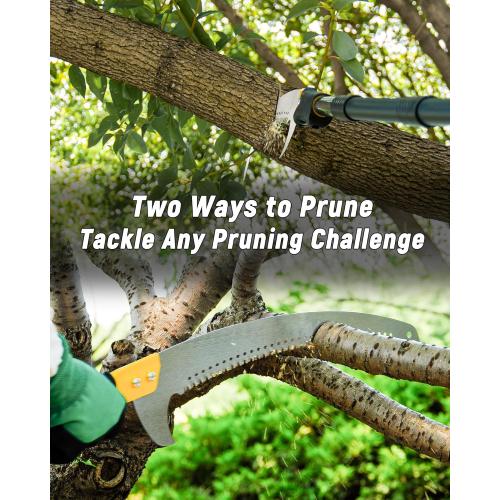 14.5FT Pole Saw with Adjustable Length for Tree Trimming, Lightweight Manual Pruning Saw with Mn Steel Blade, Long Extension Branch Cutter Pole Pruner for Yard, Garden, Patio & Forestry Use