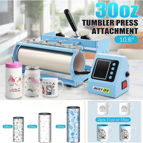 Heat Press Machine, 15x15 Heat Press for t Shirts with Attachment 30oz Sublimation Tumblers Press, Hat Press, Plate Printing, DIY Heats Transfer Press Vinyl for Beginners Blue