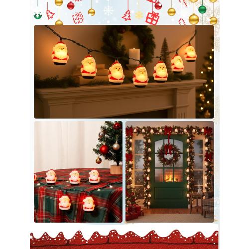 10 Light Santa Head Light Set - 8.5Ft Christmas Santa Claus Decorations String Lights with 10 Santa Claus Decorations Lights, Santa Claus Novelty Fairy Lights for Party Kid's Room Xmas Tree Decor