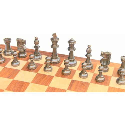 16 X 16″ Collectible Acacia Wood Chess Game Board Set Brass Pieces