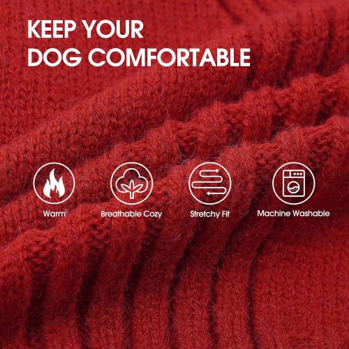 IECOii Extra Large Dog Sweater 4XL,Thermal Warm Dog Sweaters for Giant Breed Dogs,Turtleneck Knitted Knitwear for Pet Winter,Stretchy&Easy On Doggy Sweatshirt for Doberman,Great Dane(Red,XXXXL)