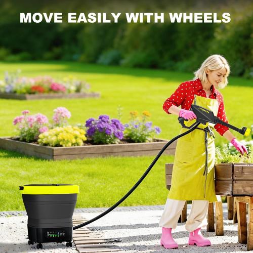 Litekon Cordless Washer,Foldable Washer with 4.5Gal Tank 10FT Hose