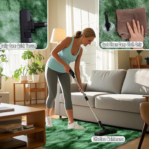 Tie-Dyed Green Fluffy Rug for Bedroom 5x7 ft - Ultra Soft & Non Slip Shaggy Area Rug, Comfy Durable Carpet for Living Room Kids Room Teens Dorm Home Decor, 1.7'' Thick Indoor Plush Carpets