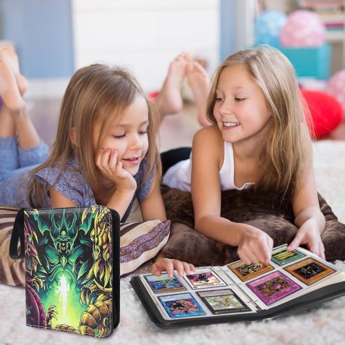 4 Pocket Trading Card Binder for Cards with 50 Sleeves up to 400 Cards,Waterproof Card Storage Book with Removable Sleeves for Booster Box and TCG Cards