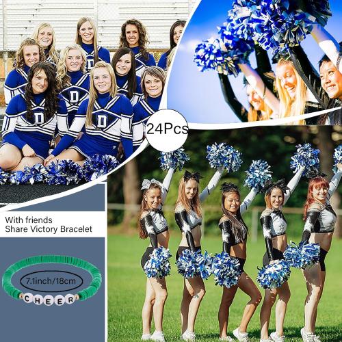 Cooluckday Cheer Bracelets for Team Cheer Gifts Bulk for Team Cheerleader Gifts Set for Women Stackable Clay Y2k Friendship Bracelets for Women