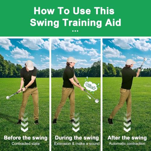 Retractable Golf Swing Trainer - Pro Handed Click Stick Golf Grip Trainer | Golf Grip Swing Training Aid Ideal for Beginners