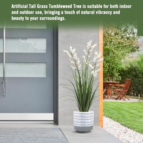 Artificial Tall Grass Plants with Pots 36 1 Pack Lily of The Valley Artificial Grass Home Interior Decorating and Outdoor Garden Decorations(White)