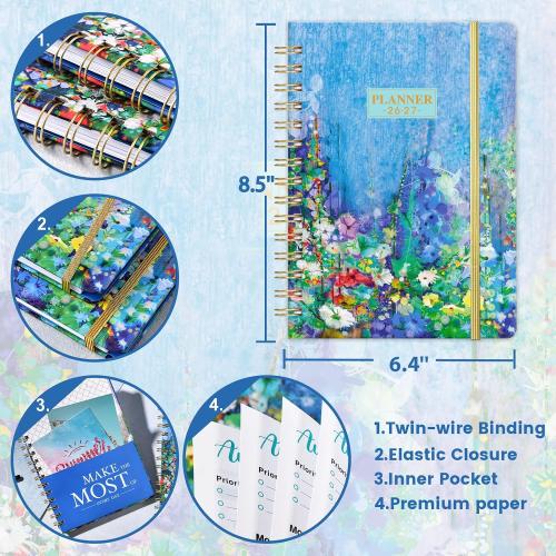 2026-2027 Planner - Weekly and Monthly Academic Planner 2026-2027, JUL. 2026 - JUN. 2027, 6.4 x 8.5, 26-27 Academic Planners with Monthly Tabs, Sturdy Cover, Premium Paper, Back Pocket, Strong Twin-wire Binding