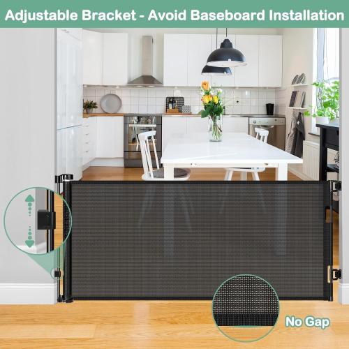 Retractable Baby Gates for Doorways 55 Inch Wide Retractable Dog Gates for The House Outdoor Dog Barriers for Home Indoor Pet Barrier Mesh Baby Gate for Fireplace Pet Safety Gate for Front Door