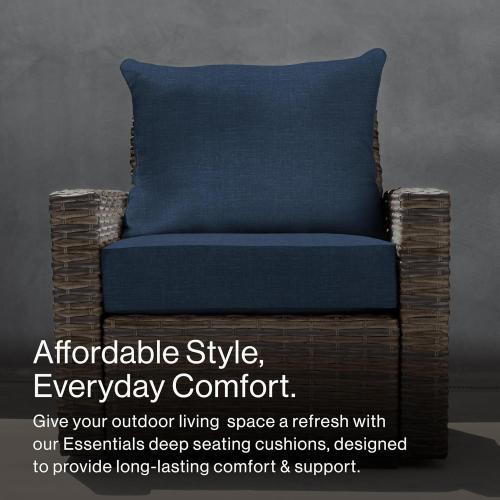 Honeycomb Outdoor Essentials Deep Seat, 24 x 24, Hampton Texture Navy Chair Cushion for Patio Furniture