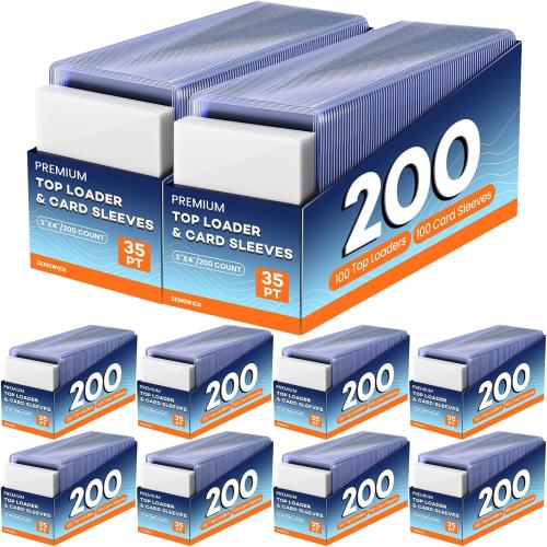 200 3*4 Card Sleeves Top Loaders for Cards, 3 x 4 Hard Plastic Toploaders, Baseball Card Protectors, Trading Card Holder for Football Sports Cards (1000 Toploaders   1000 Penny Sleeves)