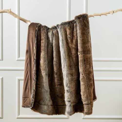 Luxury Brown Faux Fur Throw Blanket for Couch,50x60, Shaggy