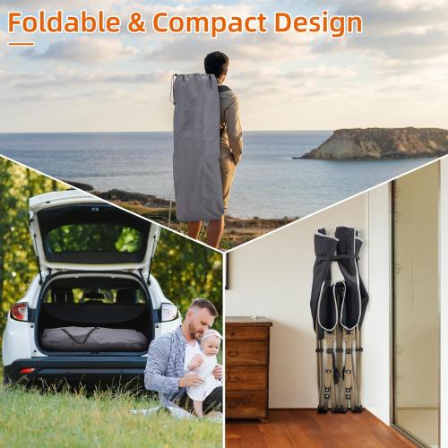 Fragess Portable Camping Cot, 600LBS Max Load, Extra Wide with Thick Mattress, Folding Cot for Outdoor Camping/Office, Home Nap (Grey)