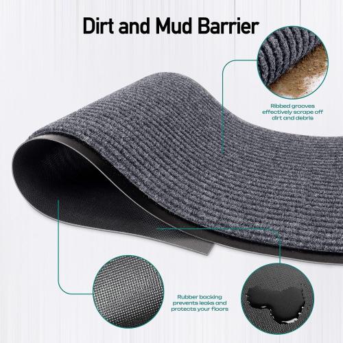 MaxMat® Extra Large Commercial Door Mat, Rubber Border Heavy Duty Door Mat, Waterproof, Low-Profile, Easy to Clean, Rubber Entry Mat. (Grey)