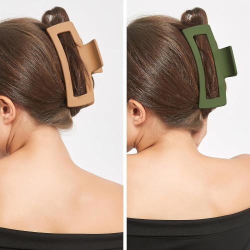 Hair Claw Clips for Women and Girls, 1 PCS Square Frosting Non-Slip Barrettes, Strong Hold Matte Hair Claw for Thick and Thin Hair, Big Jaw Clip for Short Hair, Pink Hair Accessories (Pink)