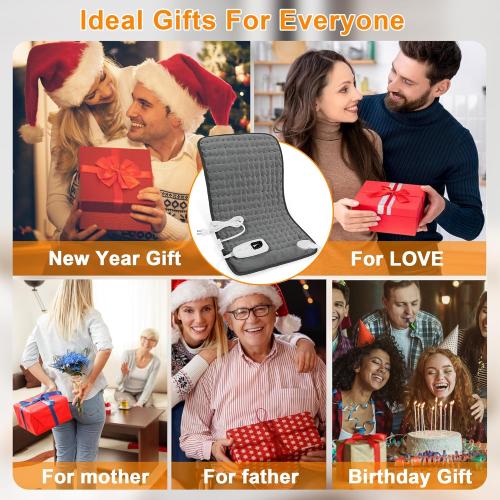 Deepsoon Heating Pad,Electric Heating Pads for Back,Neck,Abdomen,Moist Heating Pad for Shoulder,Knee,Arms,Legs,Dry/Moist Heat & Auto Shut Off,Christmas Gifts for Men and Women,Dark Gray,24x12 Inch