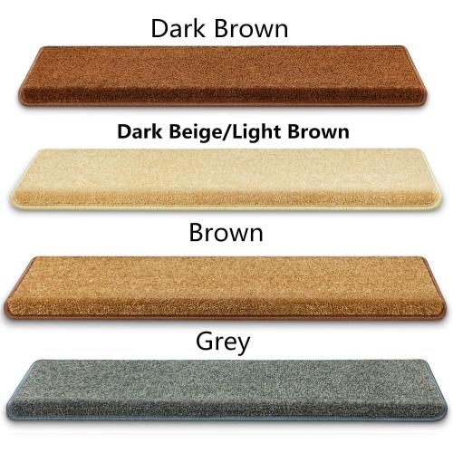 Carpet Stair Treads   Non-Slip Bullnose Carpet for Stairs   Indoor Stair Pads   Self-Adhesive & Easy Installation   Pet & Child Friendly   14- Pack Dark Brown 9.5 x 30x 1.3