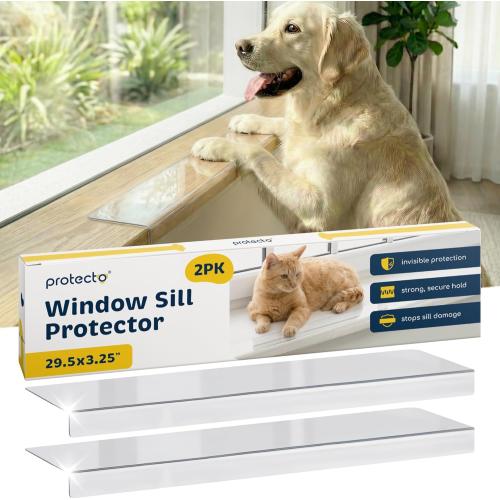 PROTECTOWindow Sill Protector from Dogs - 29.5x3.25 Clear Window Guards from Cats Scratching, Chewing & Clawing - Keep Your Sills Smooth & Paws Safe - Ultra Strong Window Sill Cover Protection