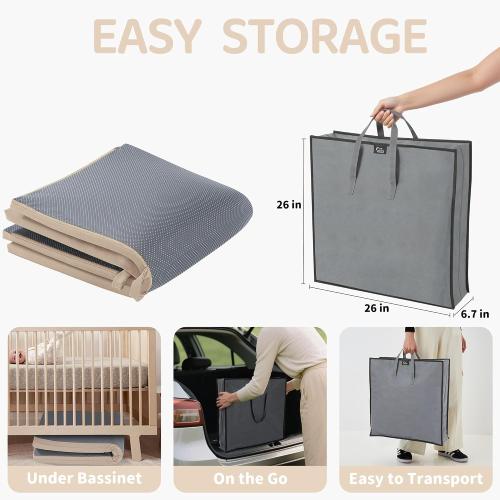 Beige Bella’s Friends Foldable Baby Play Mat for Floor, 47x47 Vegan Leather Playpen Mat, 1.5 Extra Thick Foam, Non-Toxic, Wipe-Clean, Travel-Ready, Non-Slip Crawling Mat for Kids Toddlers&Infants, Beige