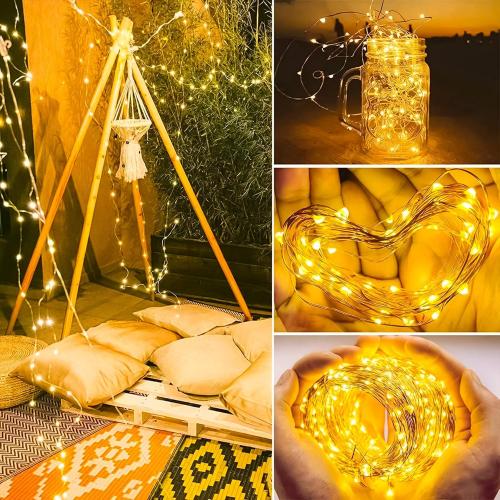 6 Pack Fairy Lights Battery Operated String Lights, 7ft 20 Led Mini Lights, Waterproof Silver Wire Starry for Mason Jars DIY Wedding Party Bedroom Christmas (Warm White)